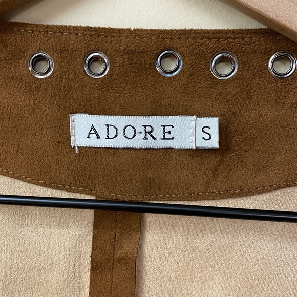 Adore Faux Suede Brown Fringe Jacket size Small - Picture 5 of 6